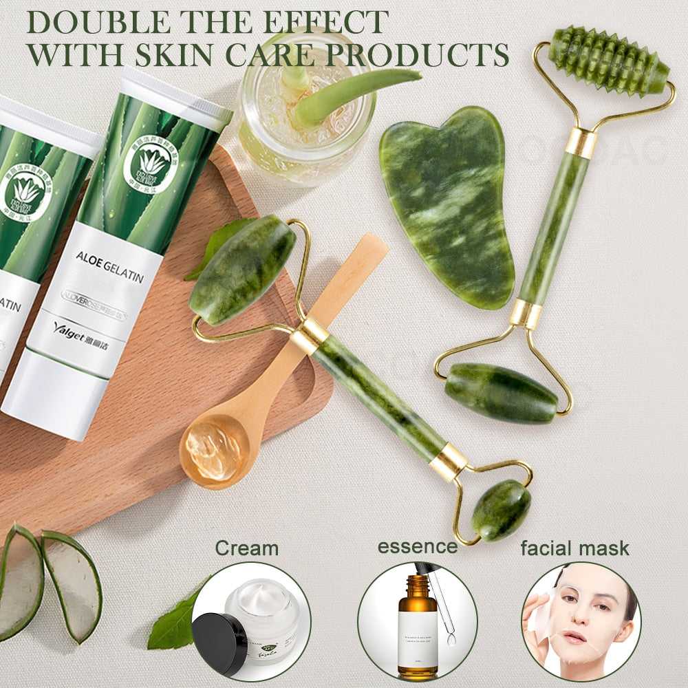 Hypoallergenic natural jade smooths and brightens skin Massager For Face