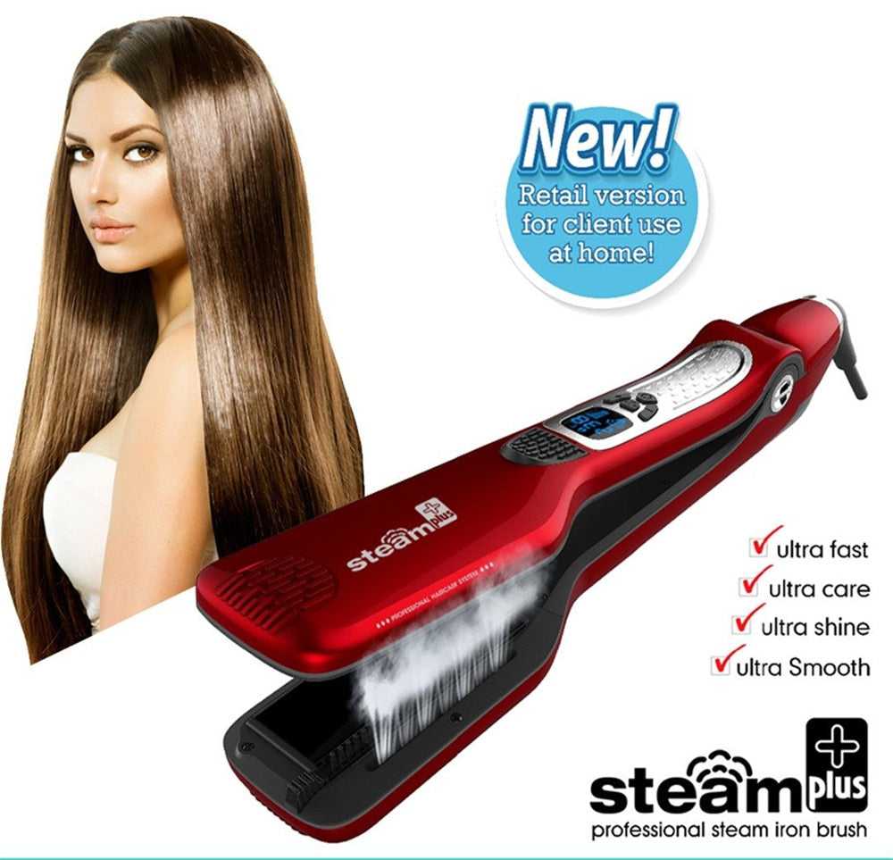 Professional Hair Straightener Steam Electric Hair Comb Dual Voltage