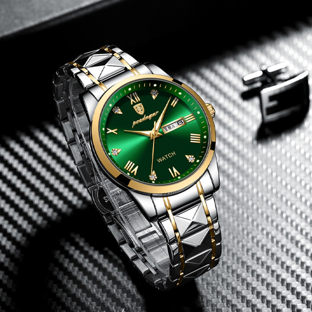 Top Brand Luxury Fashion Green Dial Watch Men Waterproof