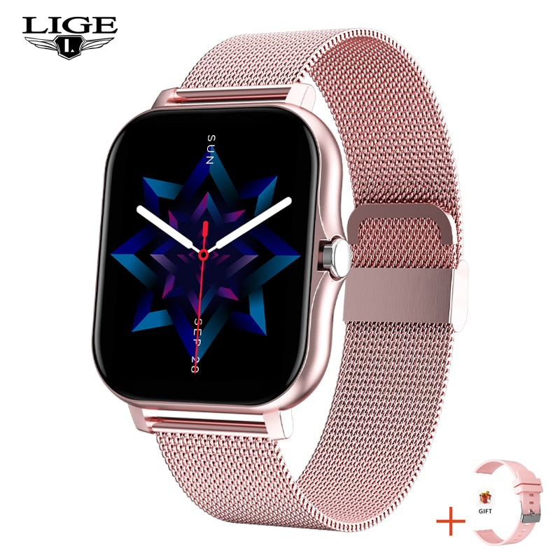 LIGE New Bluetooth Call Smart watch Women Full touch Screen
