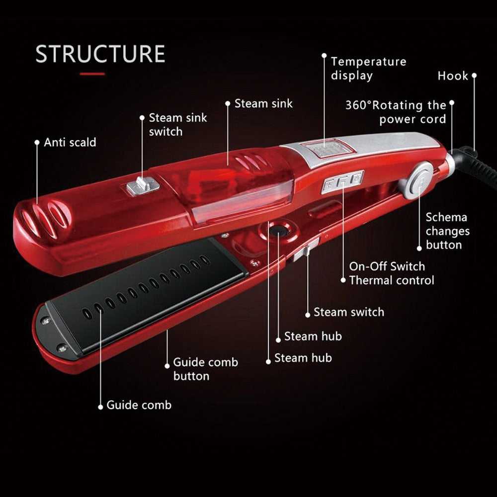 Professional Steam Hair Straightener Ceramic Vapor Infrared Heating Flat Iron