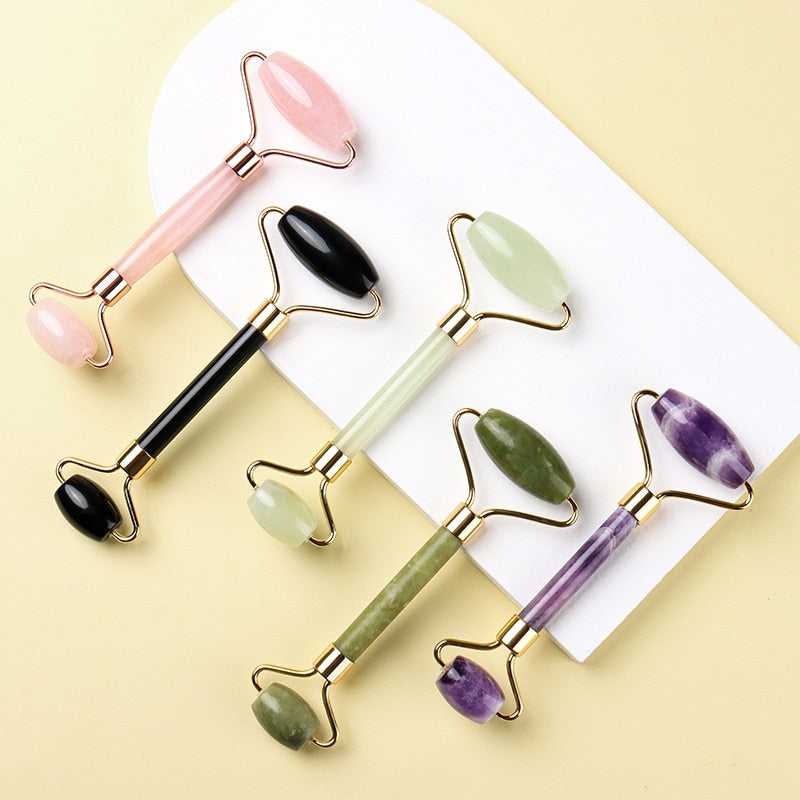 Massager Jade Roller For Face Rose Quartz Facial Lifting Massage Natural Stone Beauty Slimming Skin Care Tool