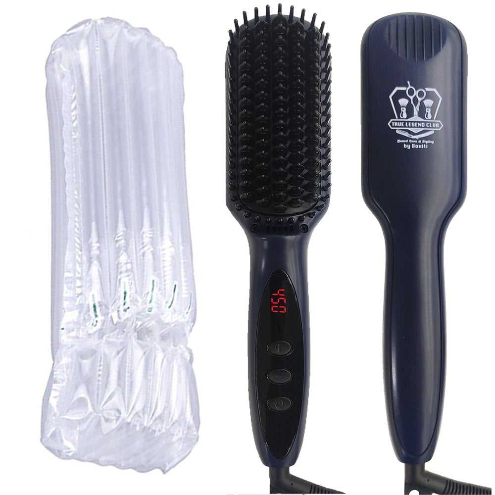 Hair Straightener Hot Comb 230℃ Anti-Scalding Hair Brush Ceramic Heating Lcd Display Dual Voltage Silent Beard Straightener Iron
