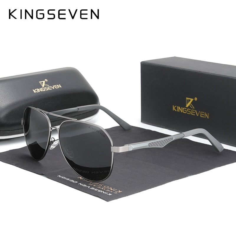 KINGSEVEN 2021 Driving Men's Polarized Sunglasses Aluminum Temples Pilot Sun Glasses For Men UV400 Anti-Glare Retro Eyewear