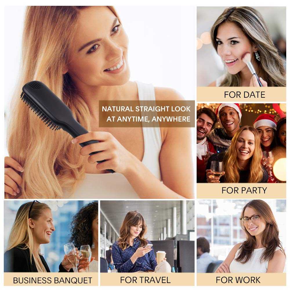 Hair Straightener Hot Comb 230℃ Anti-Scalding Hair Brush Ceramic Heating Lcd Display Dual Voltage Silent Beard Straightener Iron