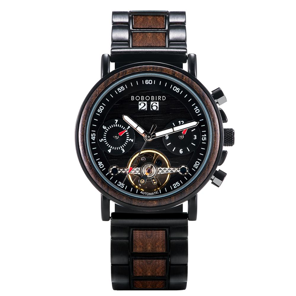 Couple Automatic Watches Wooden Stainless