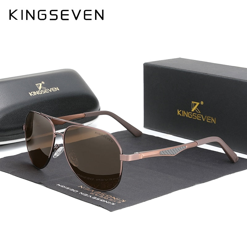 KINGSEVEN 2021 Driving Men's Polarized Sunglasses Aluminum Temples Pilot Sun Glasses For Men UV400 Anti-Glare Retro Eyewear