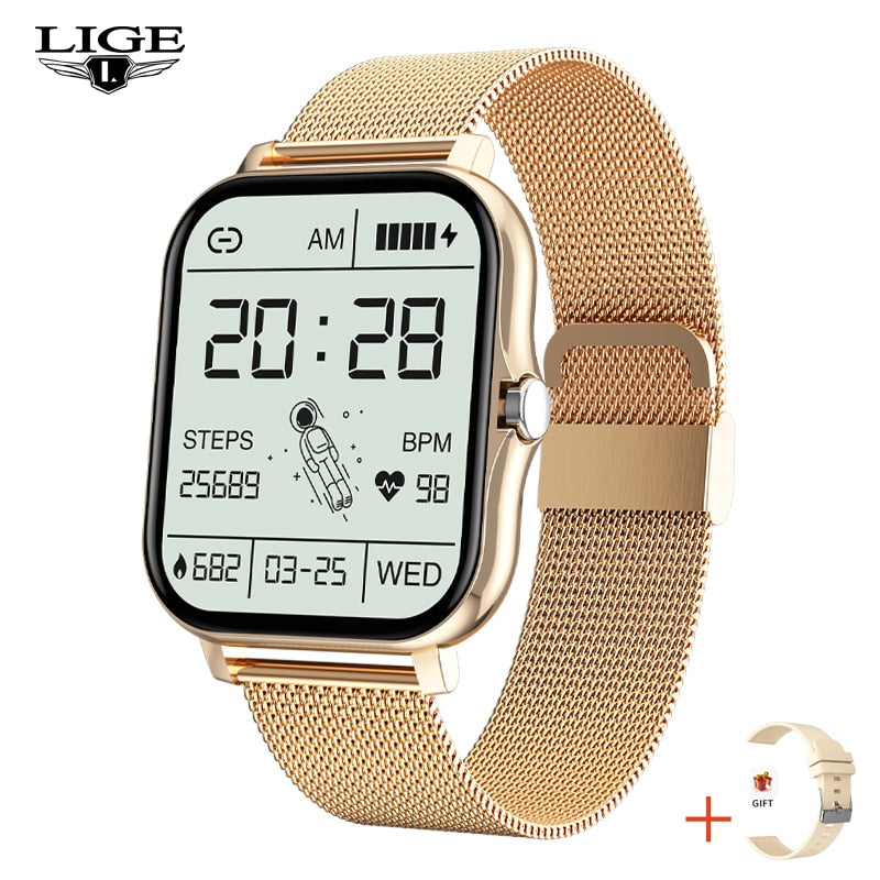 LIGE New Bluetooth Call Smart watch Women Full touch Screen