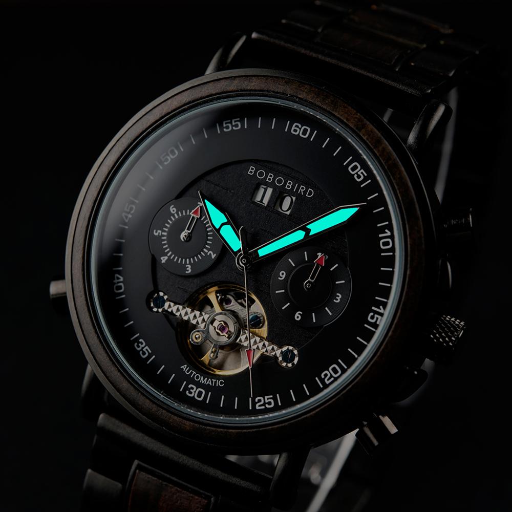 Couple Automatic Watches Wooden Stainless