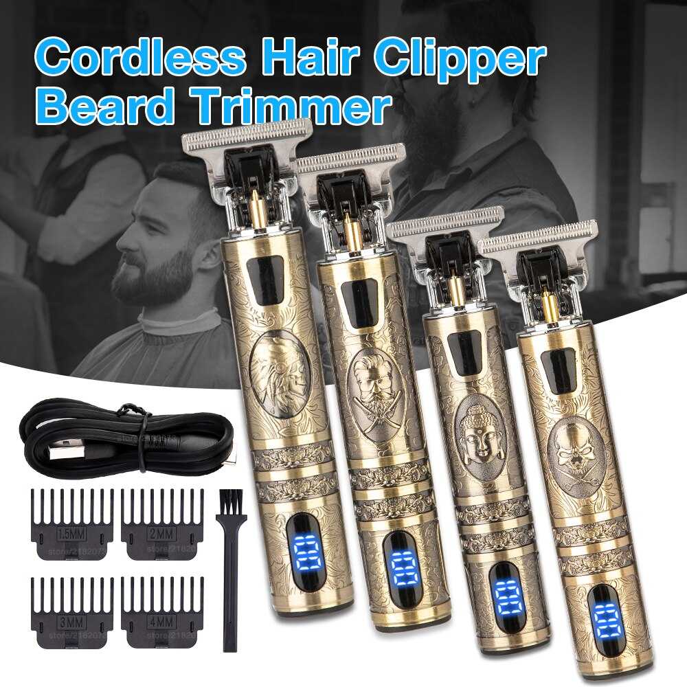 Electric Professional Hair Clipper Skeleton T9 LCD Rechargeable