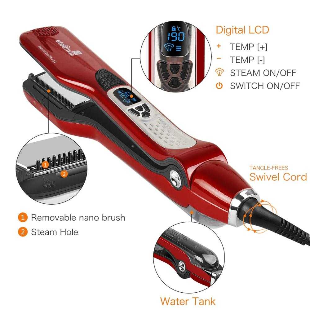 Professional Hair Straightener Steam Electric Hair Comb Dual Voltage