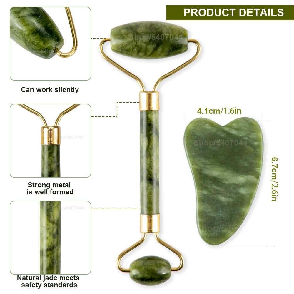 Hypoallergenic natural jade smooths and brightens skin Massager For Face