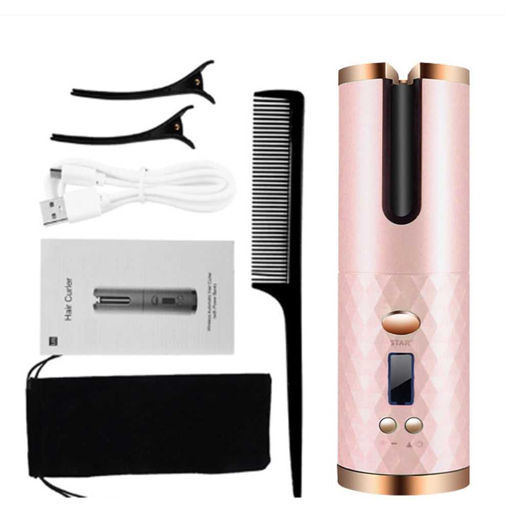Cordless Automatic Hair Curler Portable Wireless USB Rechargeable Auto