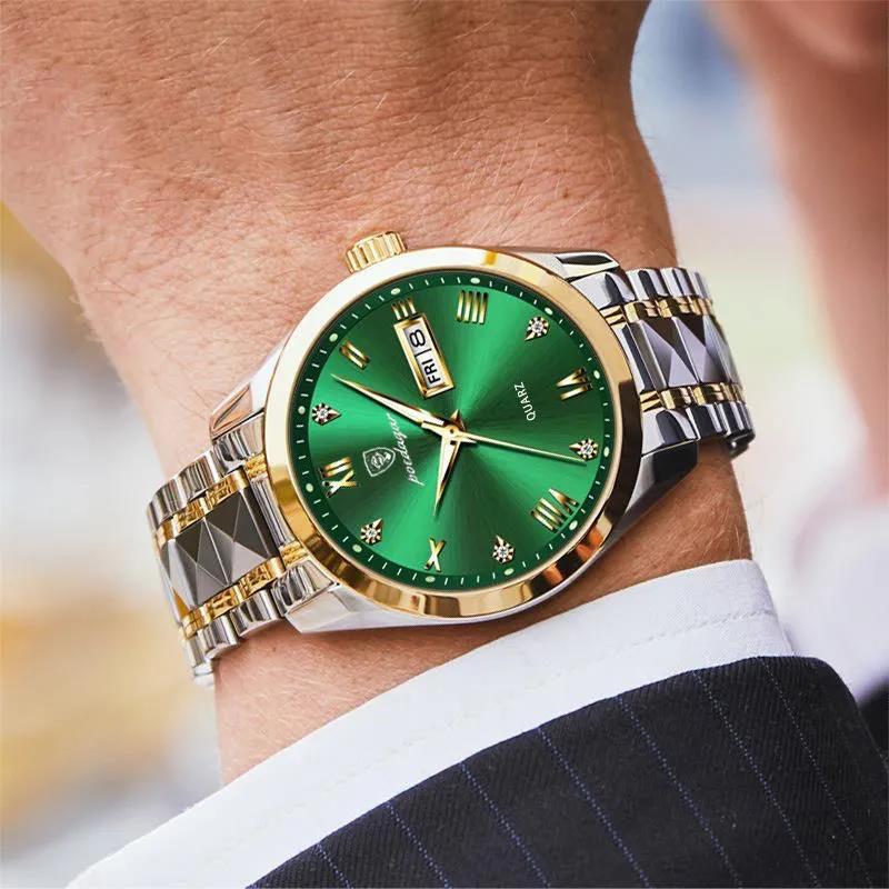 Top Brand Luxury Fashion Green Dial Watch Men Waterproof