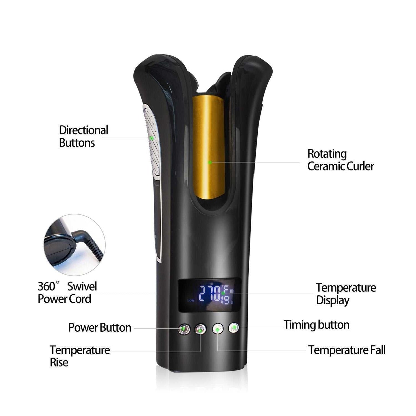 Electric Automatic Hair Curler Hair Curling Iron LCD Ceramic Rotating