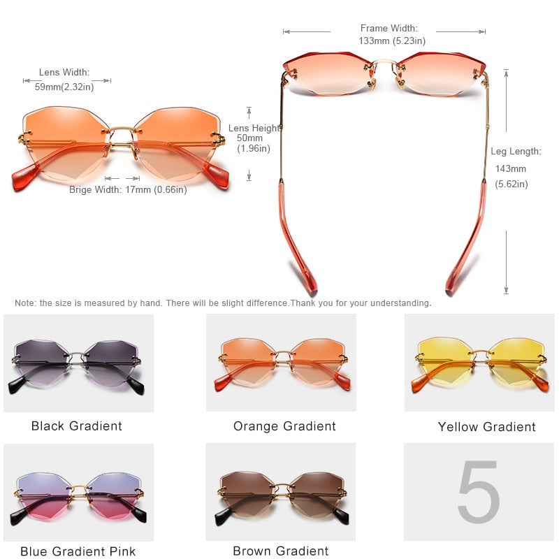 Design Vintage Rimless Cat Sunglasses Women Men Retro