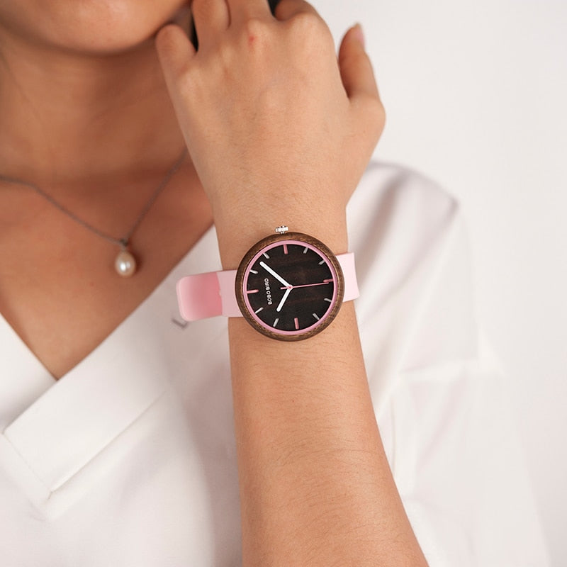 relogio feminino BOBO BIRD Wood Women Watches Silicone Band Quartz Wristwatches in Wooden Gift Box reloj mujer Drop Shipping