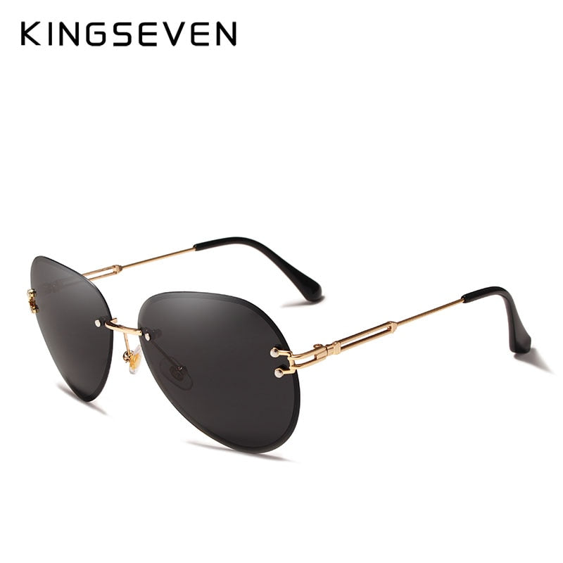 Women Rimless Pilot Sunglasses Blue Gradient Lens UV400 Protection