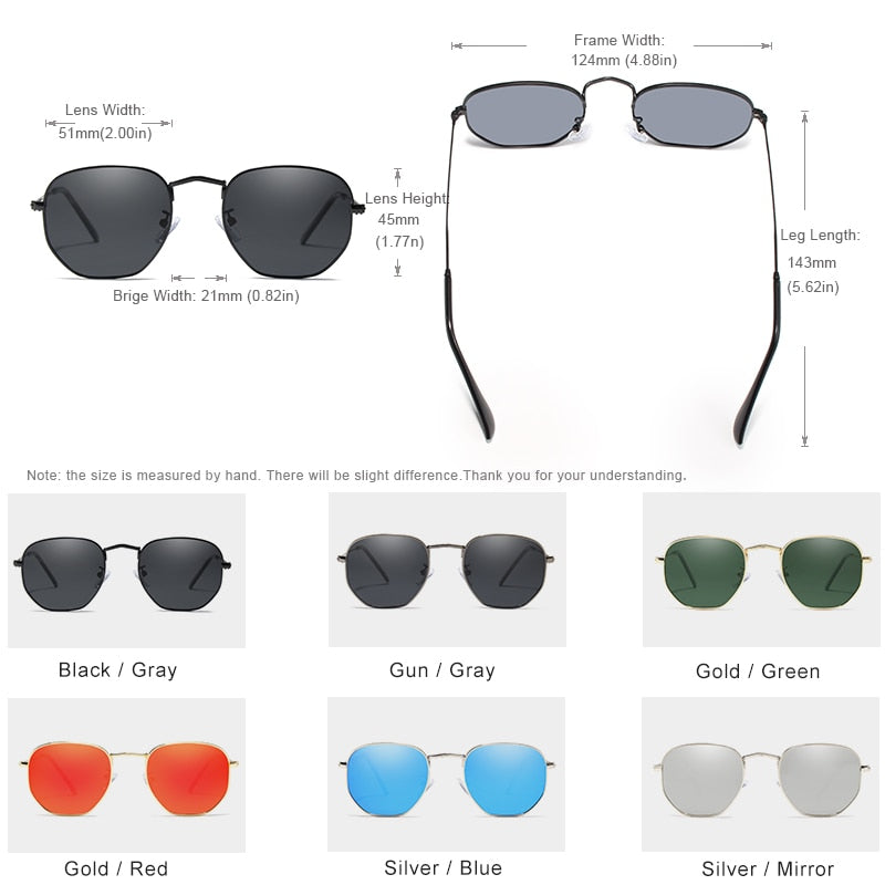 Classic Reflective Sunglasses Men Hexagon Retro