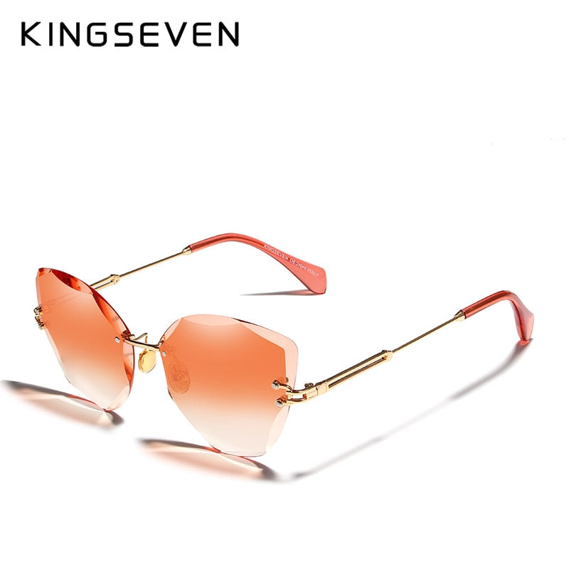 Design Vintage Rimless Cat Sunglasses Women Men Retro