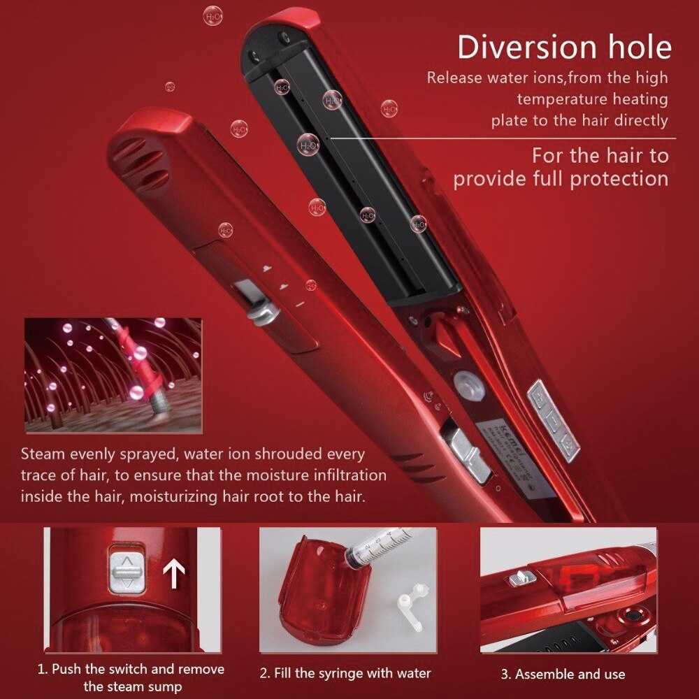 Professional Steam Hair Straightener Ceramic Vapor Infrared Heating Flat Iron