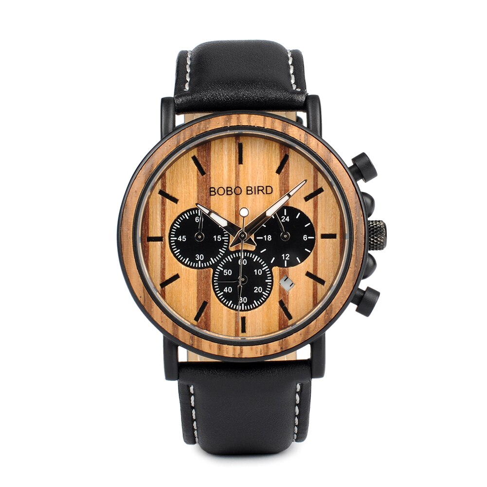Luxury Stainless Steel Wood Watch Men