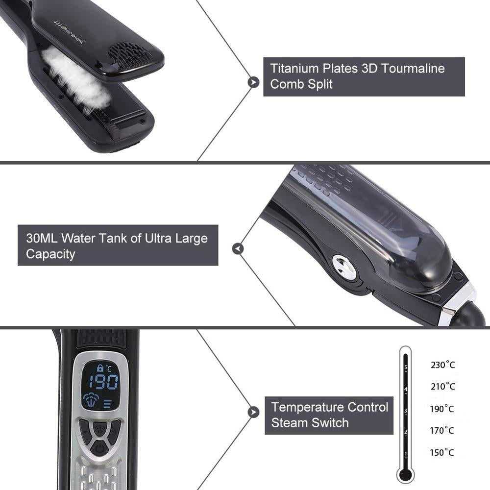 Professional Hair Straightener Steam Electric Hair Comb Dual Voltage