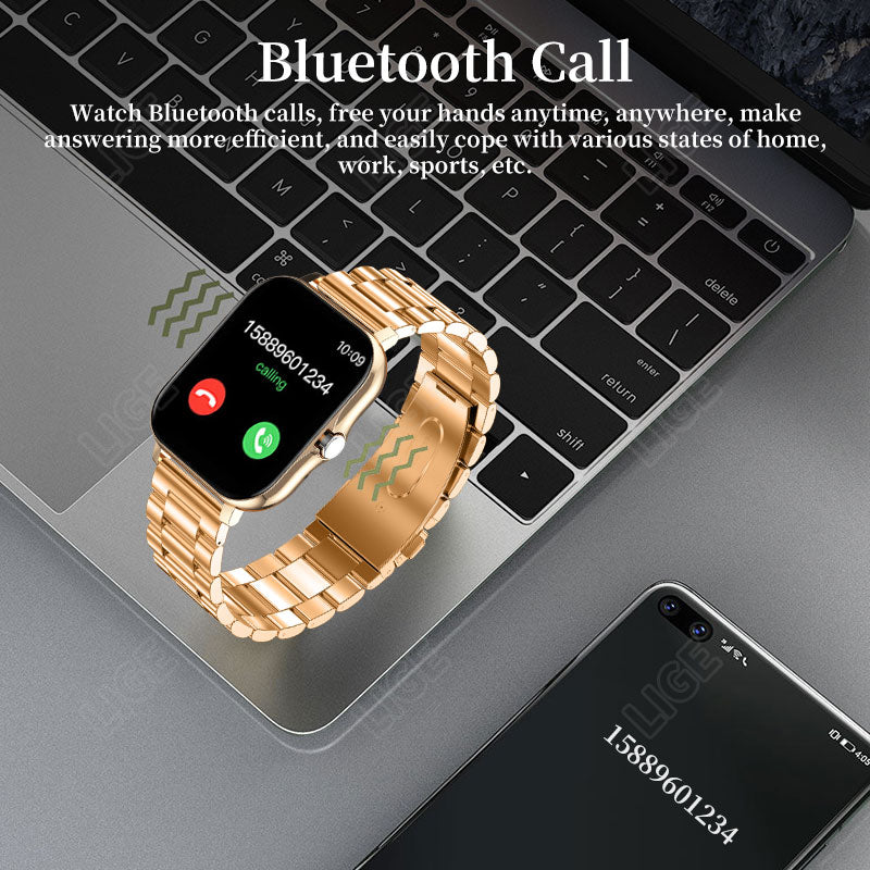 LIGE New Bluetooth Call Smart watch Women Full touch Screen