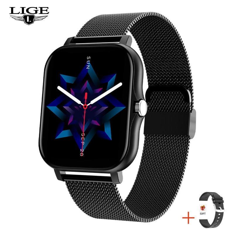 LIGE New Bluetooth Call Smart watch Women Full touch Screen