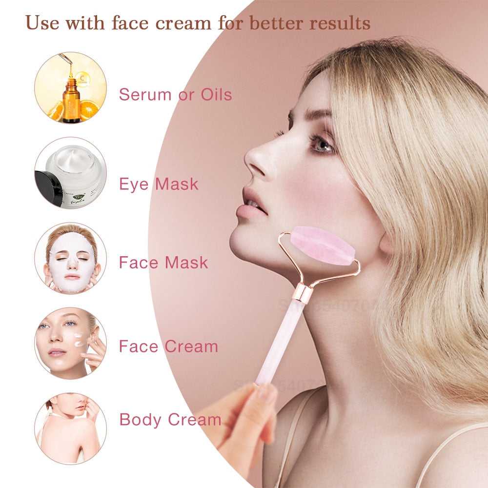 Massager Jade Roller For Face Rose Quartz Facial Lifting Massage Natural Stone Beauty Slimming Skin Care Tool
