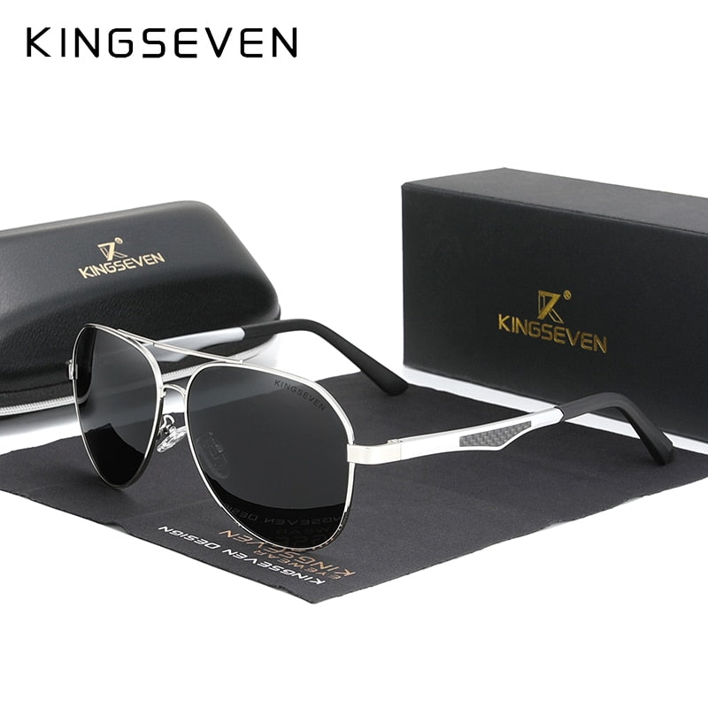 KINGSEVEN 2021 Driving Men's Polarized Sunglasses Aluminum Temples Pilot Sun Glasses For Men UV400 Anti-Glare Retro Eyewear