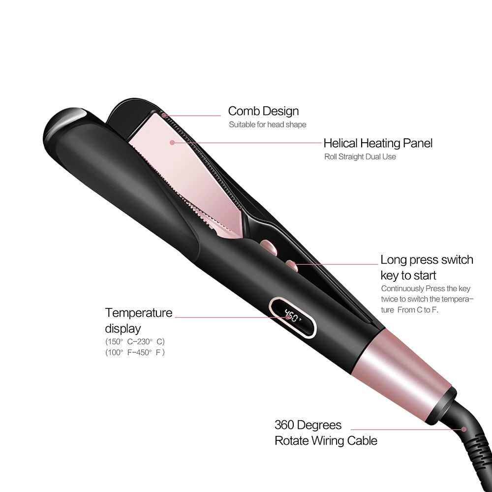 Hair Curling Brush Professional Ceramic Curler Flat Iron Hair Tools Hair Straightener