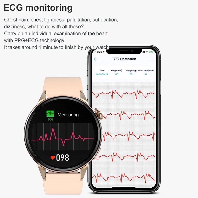2022 New heart rate ECG smart watch mens