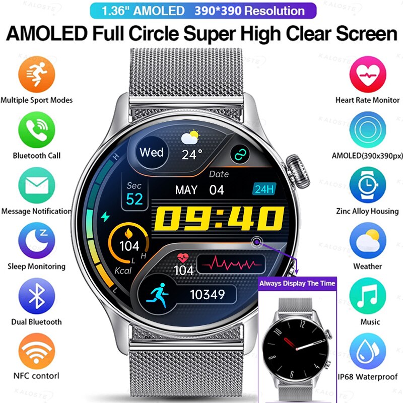 2022 New smart watch mens 1.36 inch Screen Support