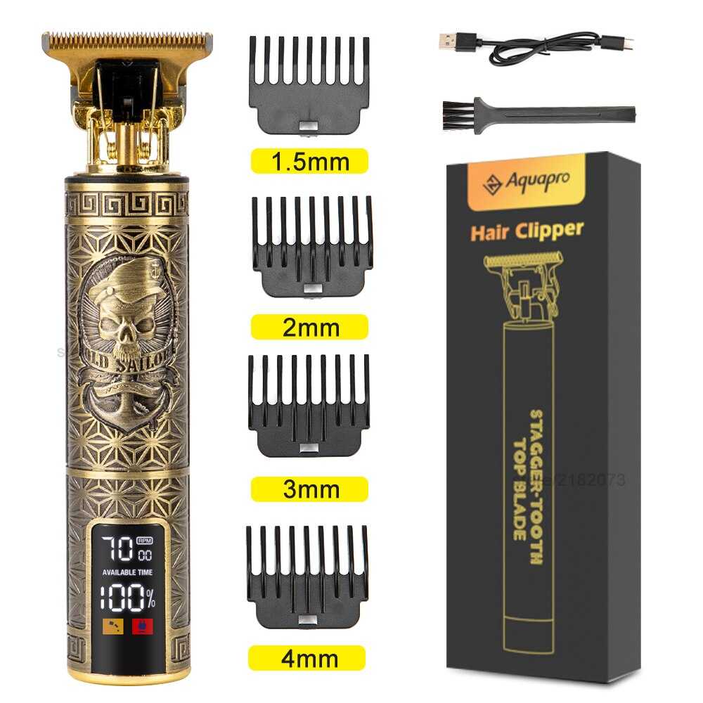 LCD Hair Clippers Professional Hair Cutting Machine Beard Trimmer For Men Barber Shop Electric Shaver Vintage T9 Hair Cutter