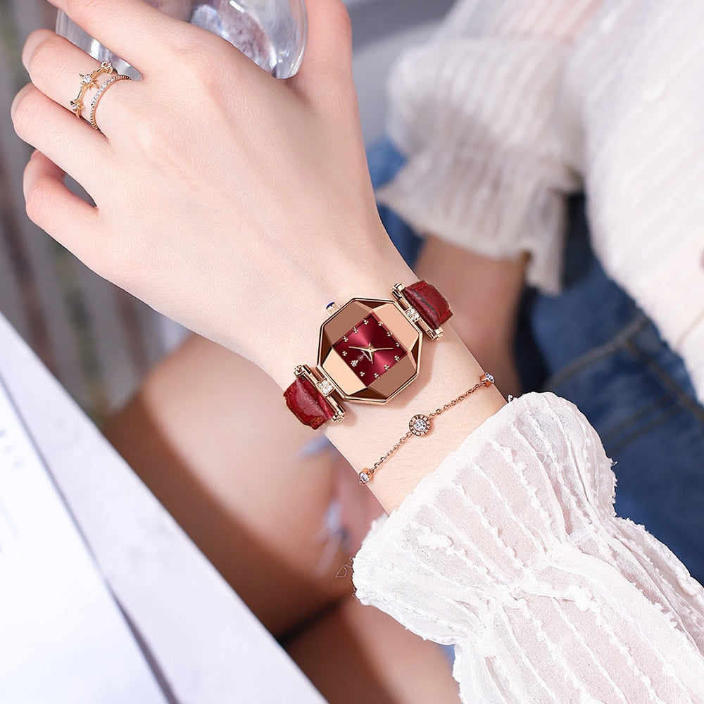 Women Watch Fashion Leather Quartz Watches Waterproof