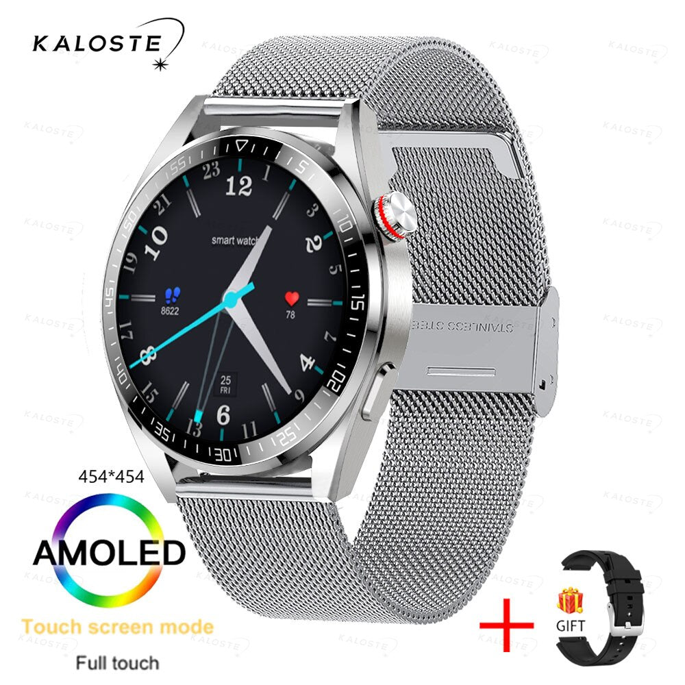 New AMOLED Screen Smart Watch Men Bluetooth Call 8G