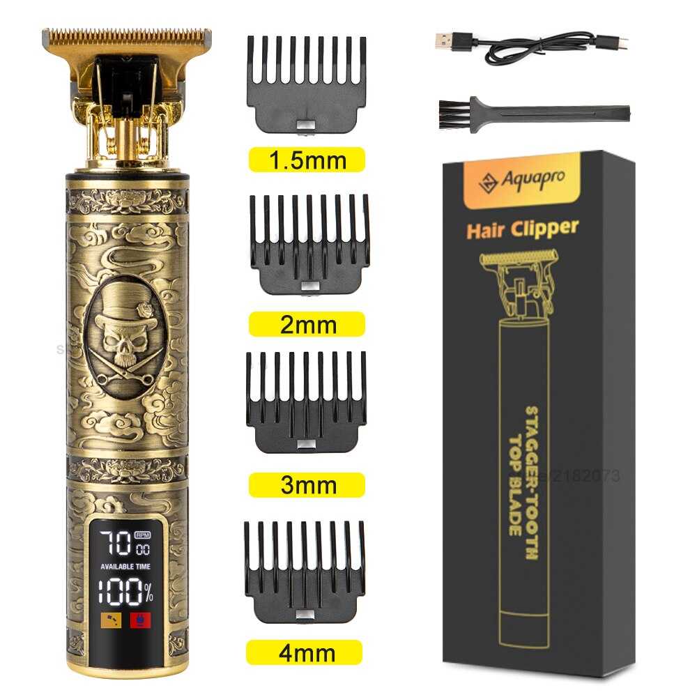 LCD Hair Clippers Professional Hair Cutting Machine Beard Trimmer For Men Barber Shop Electric Shaver Vintage T9 Hair Cutter