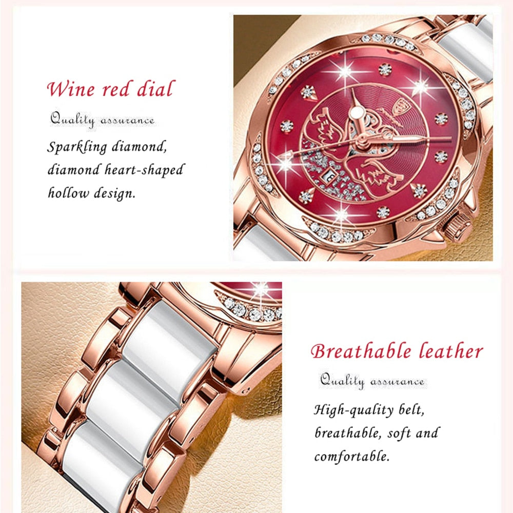 Women Watch Luxury Quartz Diamond Rose Gold