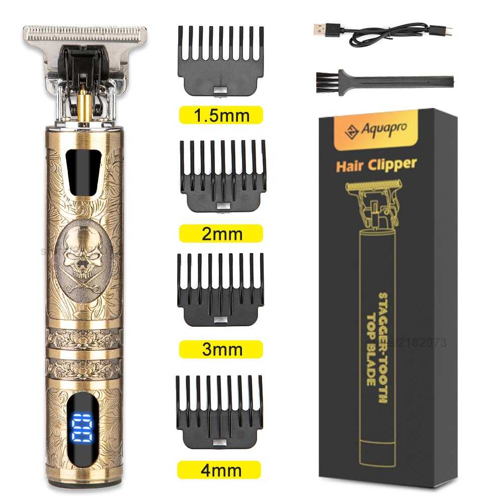 Electric Professional Hair Clipper Skeleton T9 LCD Rechargeable