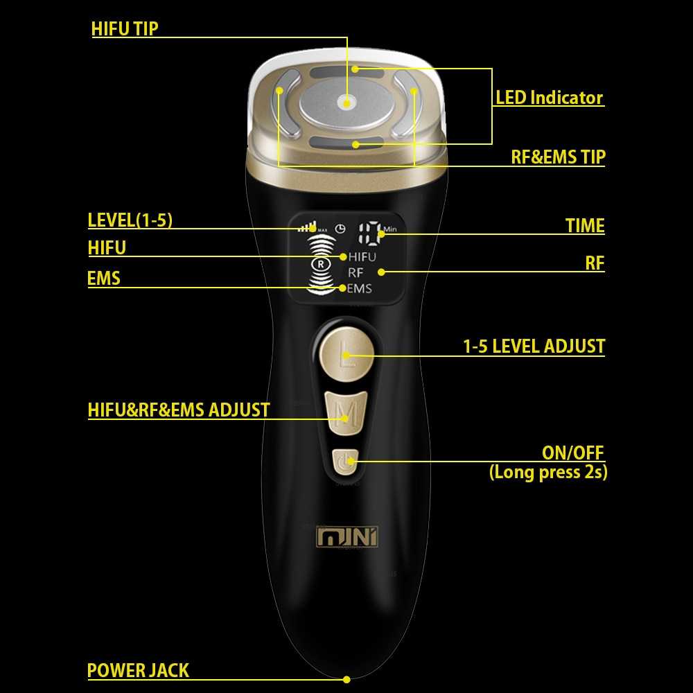 Black Magic Mini HIFU Machine Ultrasound Tightening Skin Care Wrinkle Remove