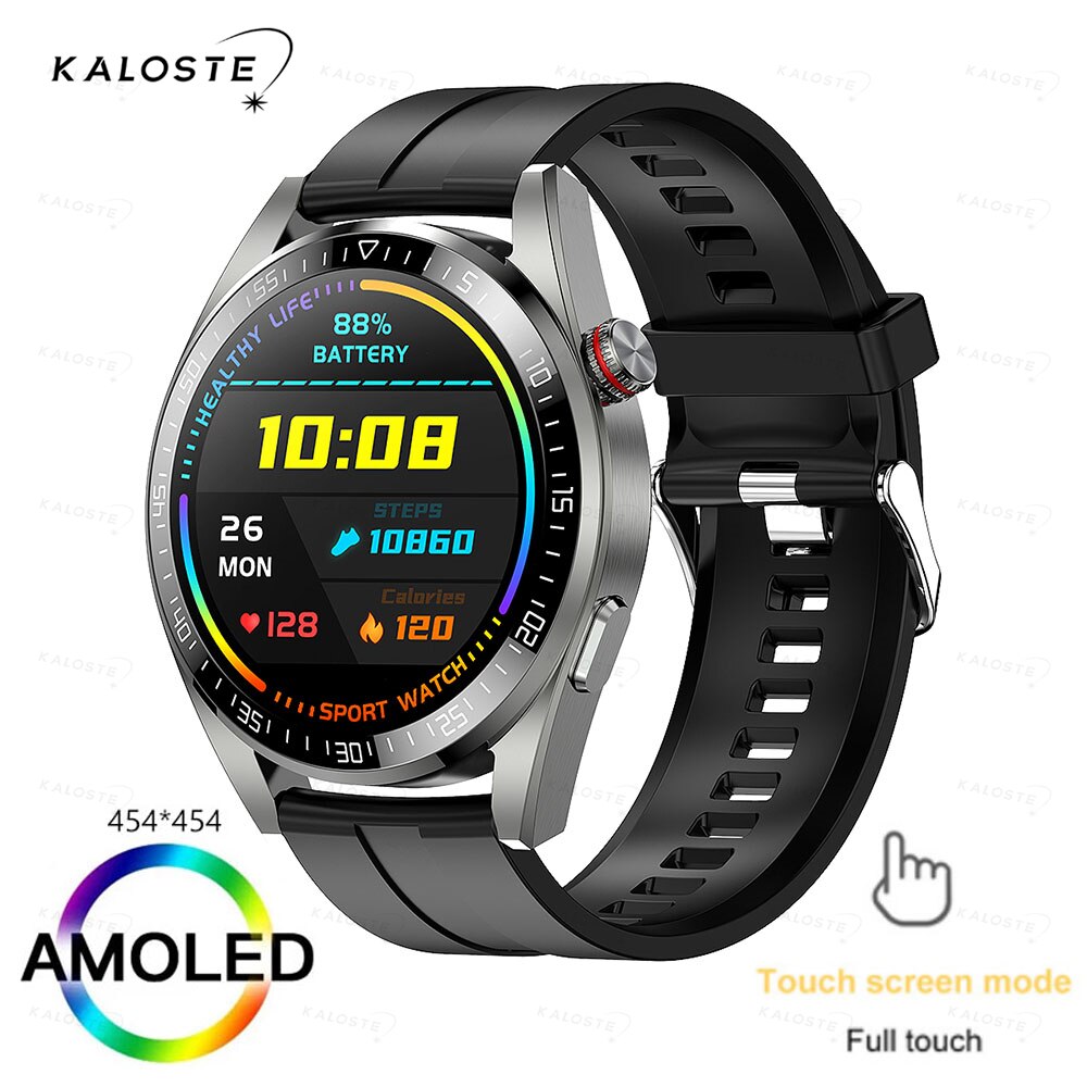 New AMOLED Screen Smart Watch Men Bluetooth Call 8G