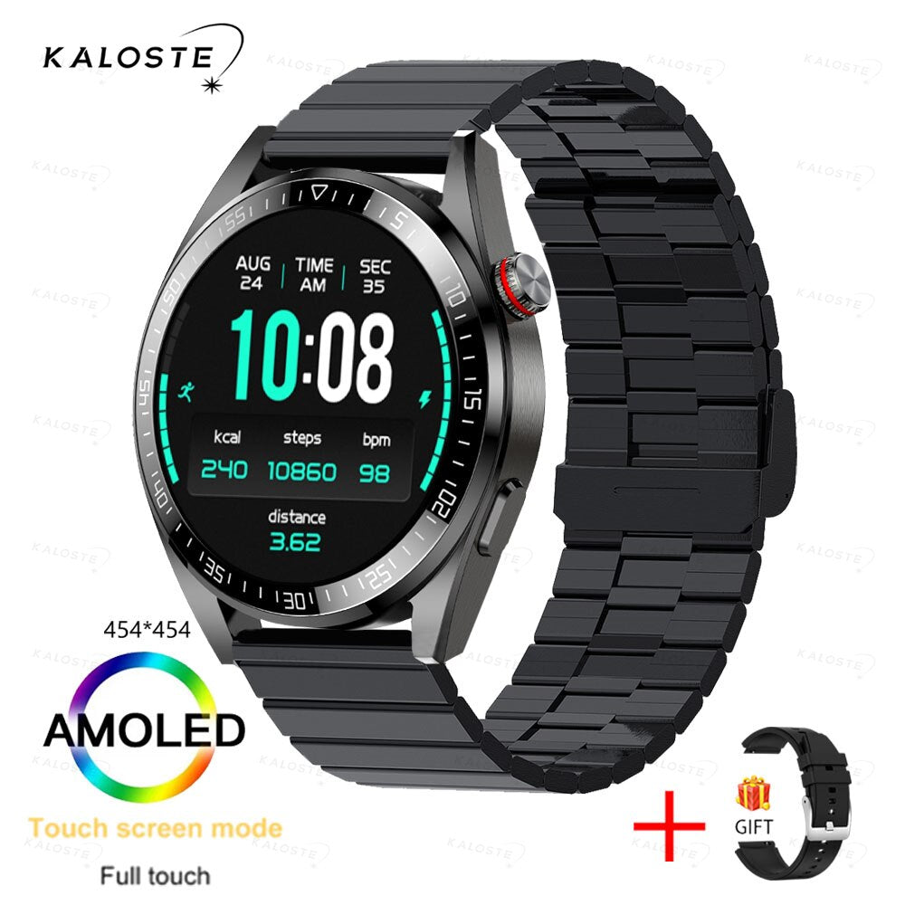 New AMOLED Screen Smart Watch Men Bluetooth Call 8G