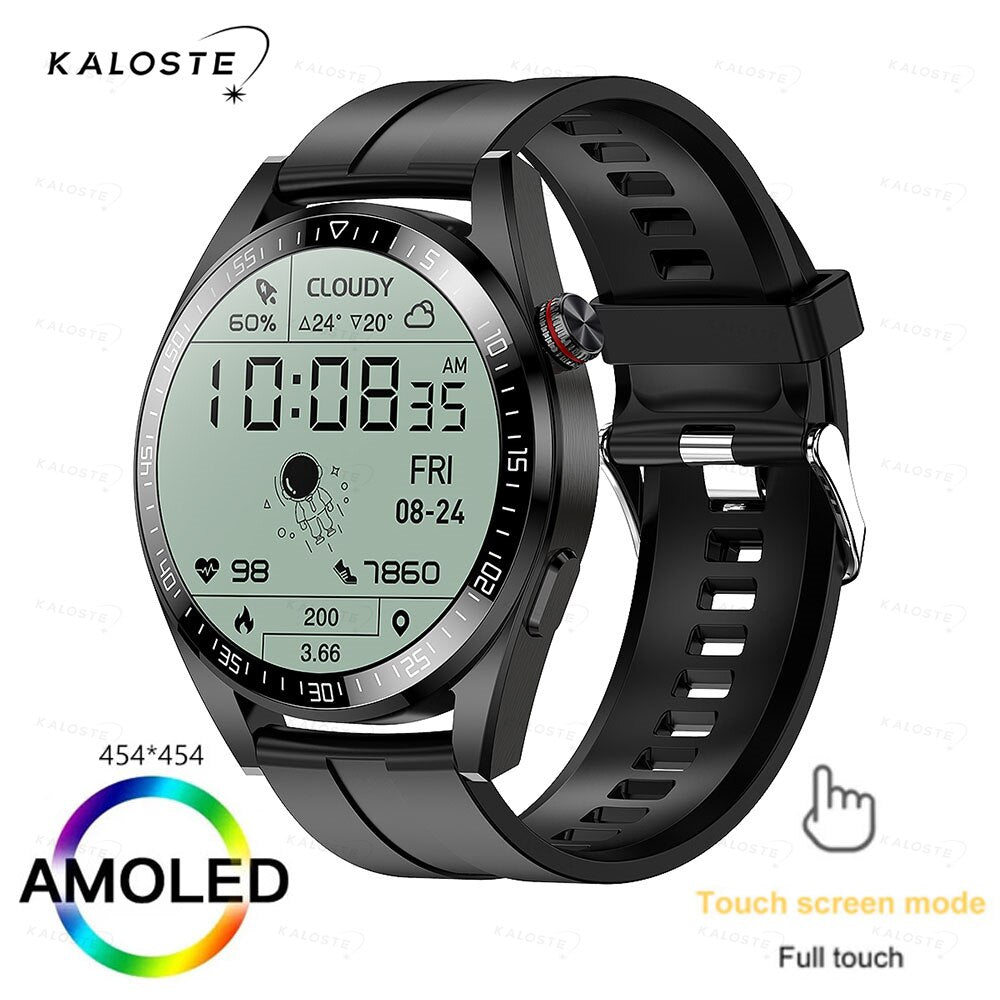 New AMOLED Screen Smart Watch Men Bluetooth Call 8G