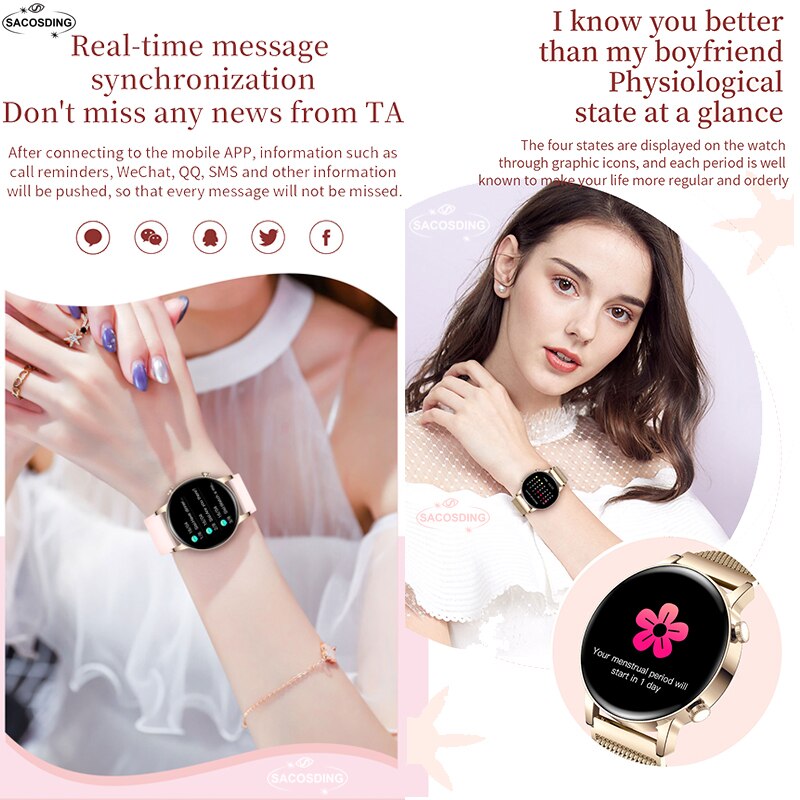 2022 New Smart Watch Women AMOLED Screen Smartwatch Bluetooth Call