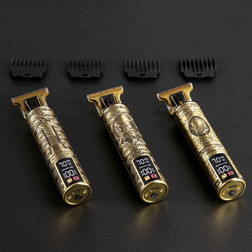 LCD Hair Clippers Professional Hair Cutting Machine Beard Trimmer For Men Barber Shop Electric Shaver Vintage T9 Hair Cutter