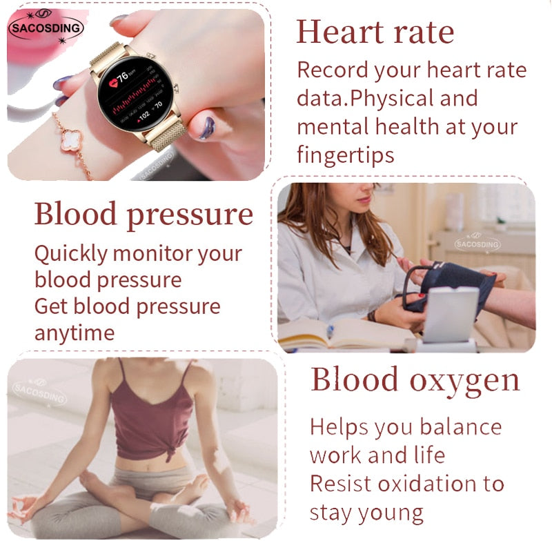 2022 New Smart Watch Women AMOLED Screen Smartwatch Bluetooth Call