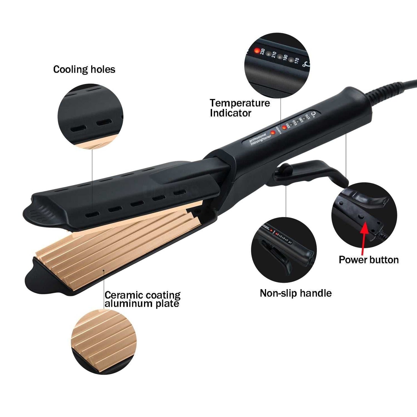 Four-Gear Adjustable Temperature Ceramic Steam Hair Curler