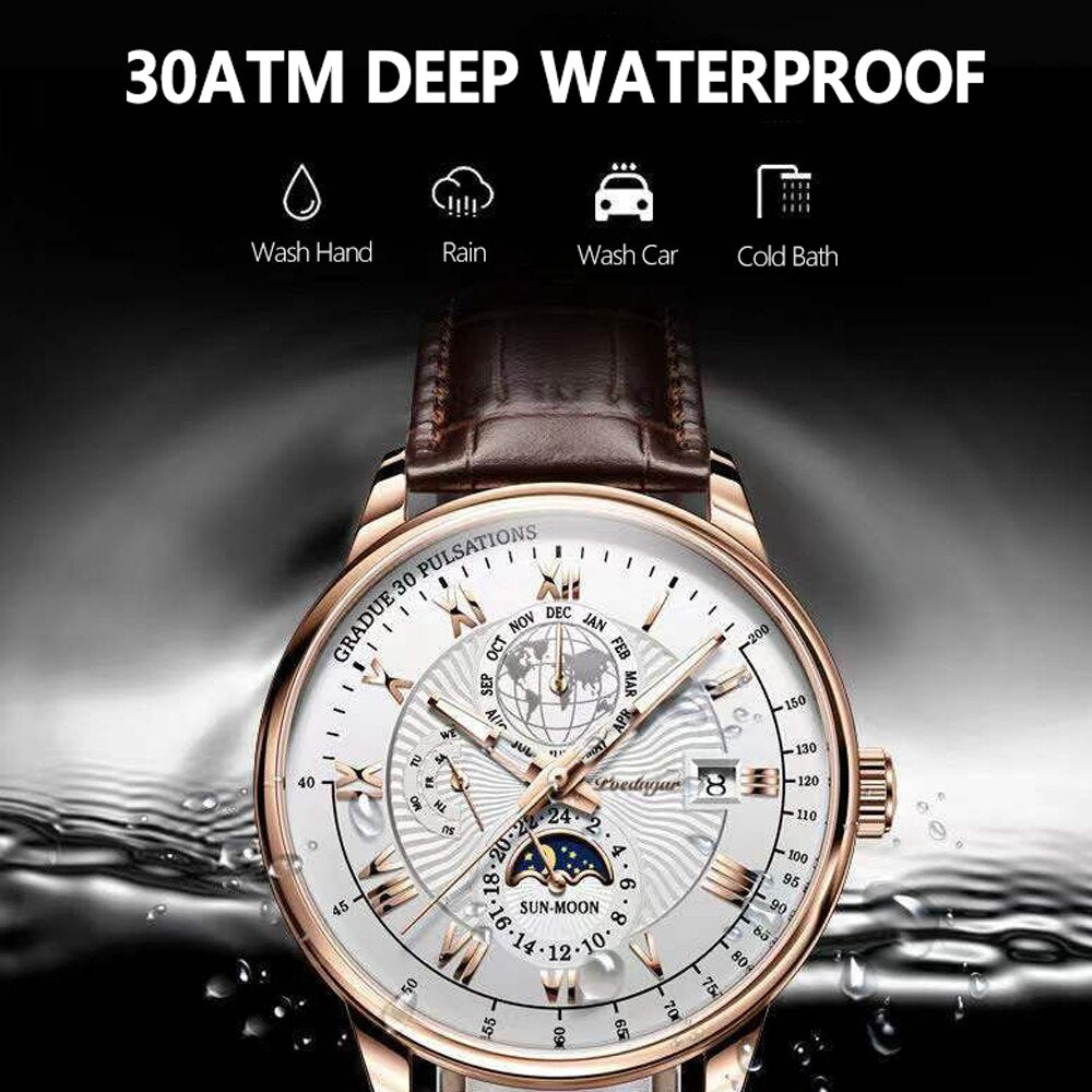 Men Watch 2022 New Fashion Leather Waterproof Luminous