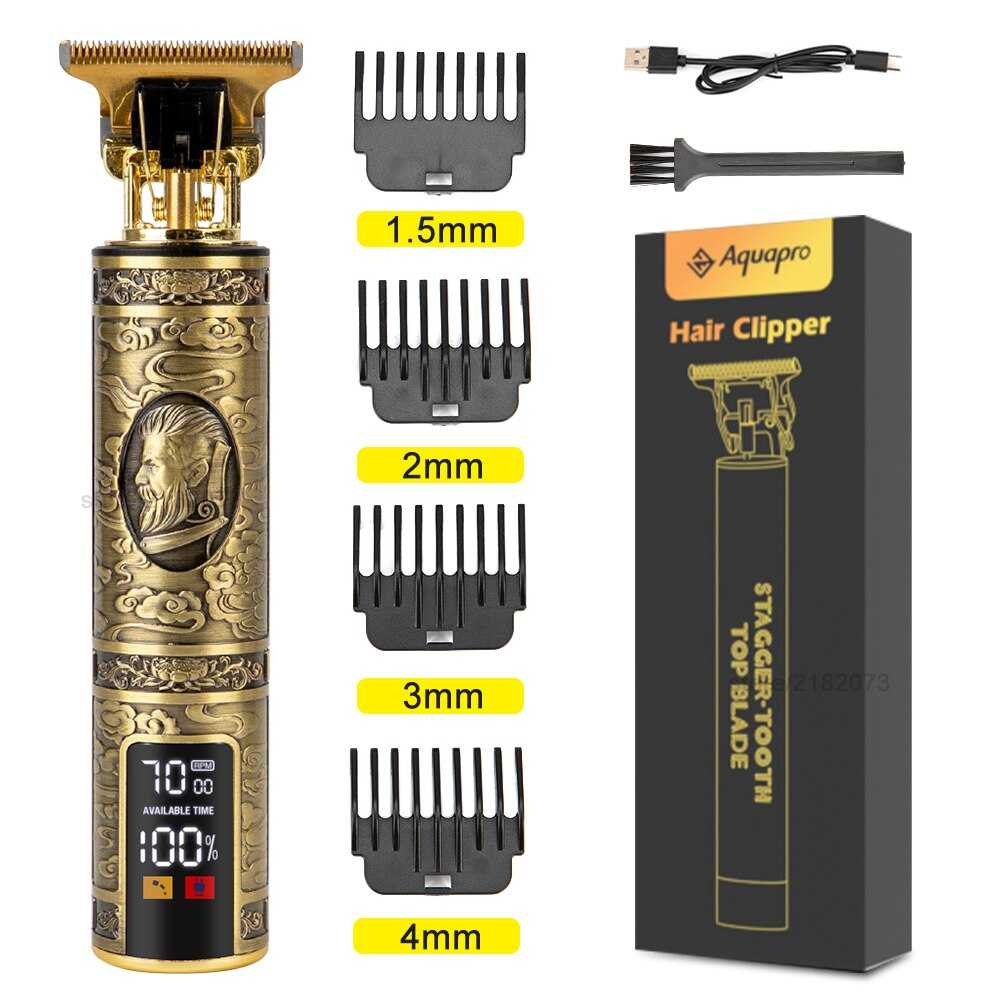 LCD Hair Clippers Professional Hair Cutting Machine Beard Trimmer For Men Barber Shop Electric Shaver Vintage T9 Hair Cutter